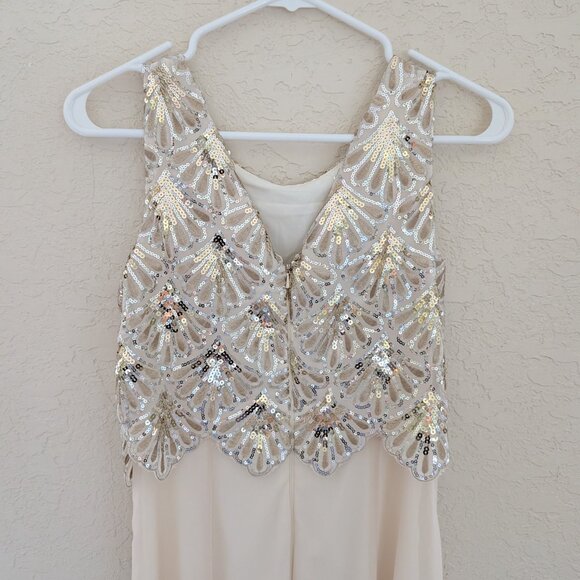 GB Gianni Bini Glam 1920's Great Gatsby Flapper Sequin Maxi Dress Size S - Picture 5 of 9